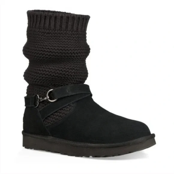 UGG Purl Strap Boot Black Size 7 New - Picture 9 of 9